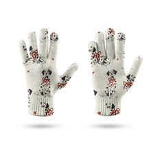 Load image into Gallery viewer, Dalmatians in Holiday Ribbons Touch Screen Gloves-Accessories-Accessories, Dog Dad Gifts, Dog Mom Gifts, Gloves-5