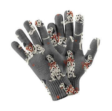 Dalmatians In Holiday Ribbons Touch Screen Gloves 8 360x