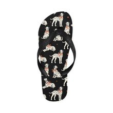 Load image into Gallery viewer, Dalmatians in Holiday Ribbons Unisex Slippers-Black-S-23