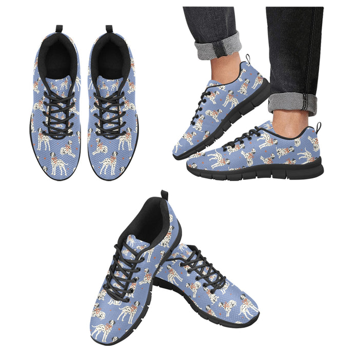 Dalmatians in Holiday Ribbons Women's Breathable Sneakers-Footwear-Dalmatian,Dog Mom Gifts,Shoes-Slate Blue-US13-1