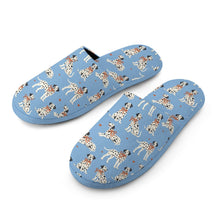 Load image into Gallery viewer, Dalmatians in Holiday Ribbons Women's Cotton Mop Slippers-Footwear-Accessories, Dalmatian, Dog Mom Gifts, Slippers-21