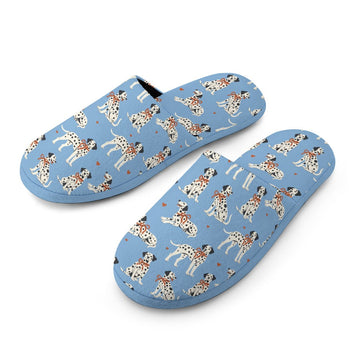 Dalmatians in Holiday Ribbons Women's Cotton Mop Slippers-Footwear-Accessories, Dalmatian, Dog Mom Gifts, Slippers-21