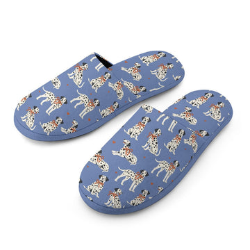 Dalmatians in Holiday Ribbons Women's Cotton Mop Slippers-Footwear-Accessories, Dalmatian, Dog Mom Gifts, Slippers-18