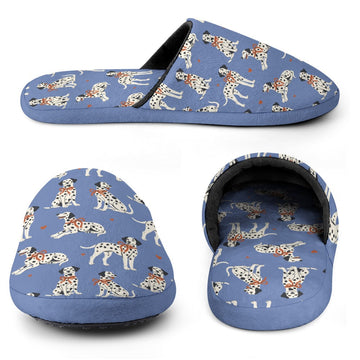 Dalmatians in Holiday Ribbons Women's Cotton Mop Slippers-Footwear-Accessories, Dalmatian, Dog Mom Gifts, Slippers-19