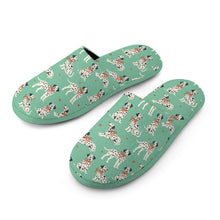 Load image into Gallery viewer, Dalmatians in Holiday Ribbons Women's Cotton Mop Slippers-Footwear-Accessories, Dalmatian, Dog Mom Gifts, Slippers-24