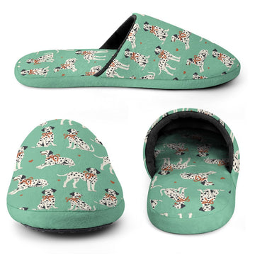 Dalmatians in Holiday Ribbons Women's Cotton Mop Slippers-Footwear-Accessories, Dalmatian, Dog Mom Gifts, Slippers-25