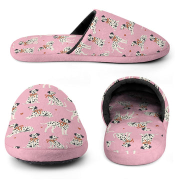 Dalmatians in Holiday Ribbons Women's Cotton Mop Slippers-Footwear-Accessories, Dalmatian, Dog Mom Gifts, Slippers-13