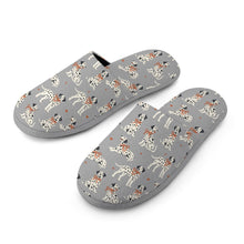 Load image into Gallery viewer, Dalmatians in Holiday Ribbons Women's Cotton Mop Slippers-Footwear-Accessories, Dalmatian, Dog Mom Gifts, Slippers-30
