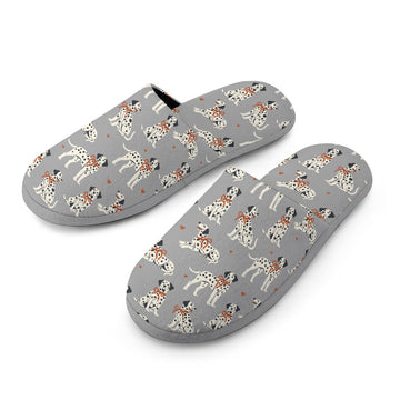 Dalmatians in Holiday Ribbons Women's Cotton Mop Slippers-Footwear-Accessories, Dalmatian, Dog Mom Gifts, Slippers-30