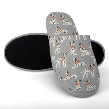 Load image into Gallery viewer, Dalmatians in Holiday Ribbons Women's Cotton Mop Slippers-Footwear-Accessories, Dalmatian, Dog Mom Gifts, Slippers-32