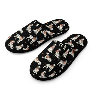 Dalmatians in Holiday Ribbons Women's Cotton Mop Slippers-Footwear-Accessories, Dalmatian, Dog Mom Gifts, Slippers-9