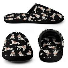 Load image into Gallery viewer, Dalmatians in Holiday Ribbons Women's Cotton Mop Slippers-Footwear-Accessories, Dalmatian, Dog Mom Gifts, Slippers-10