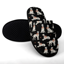 Load image into Gallery viewer, Dalmatians in Holiday Ribbons Women's Cotton Mop Slippers-Footwear-Accessories, Dalmatian, Dog Mom Gifts, Slippers-11