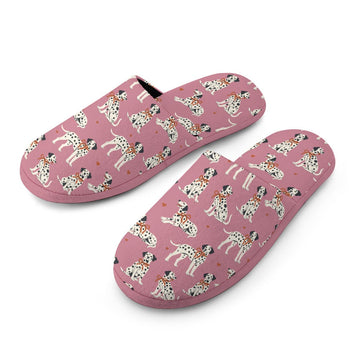 Dalmatians in Holiday Ribbons Women's Cotton Mop Slippers-Footwear-Accessories, Dalmatian, Dog Mom Gifts, Slippers-15