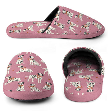 Dalmatians in Holiday Ribbons Women's Cotton Mop Slippers-Footwear-Accessories, Dalmatian, Dog Mom Gifts, Slippers-16
