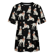 Load image into Gallery viewer, Dalmatians in Holiday Ribbons Women's Cotton T-Shirt-Apparel--44