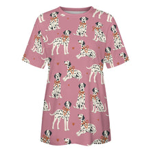 Load image into Gallery viewer, Dalmatians in Holiday Ribbons Women's Cotton T-Shirt-Apparel--10