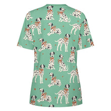 Load image into Gallery viewer, Dalmatians in Holiday Ribbons Women's Cotton T-Shirt-Apparel--25