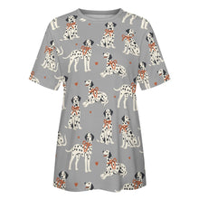 Load image into Gallery viewer, Dalmatians in Holiday Ribbons Women's Cotton T-Shirt-Apparel--36