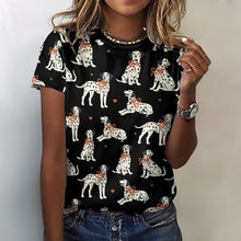Load image into Gallery viewer, Dalmatians in Holiday Ribbons Women's Cotton T-Shirt-Apparel--45