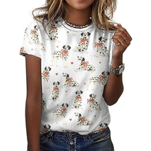 Load image into Gallery viewer, Dalmatians in Holiday Ribbons Women's Cotton T-Shirt-Apparel-Ivory White-2XS-1