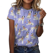 Load image into Gallery viewer, Dalmatians in Holiday Ribbons Women's Cotton T-Shirt-Apparel-Lavender Purple-2XS-29