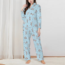 Load image into Gallery viewer, Dalmatians Pajamas for Women - XL Available - Dalmatians Doing Yoga-Pajamas-Apparel,Dalmatian,Dog Mom Gifts,Pajamas-Blue-XS-1