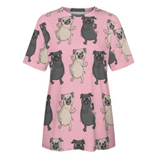 Load image into Gallery viewer, Dancing Pugs Love All Over Print Women&#39;s Cotton T-Shirt - 4 Colors-Apparel-Apparel, Pug, Shirt, T Shirt-10