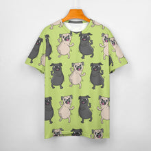Load image into Gallery viewer, Dancing Pugs Love All Over Print Women&#39;s Cotton T-Shirt - 4 Colors-Apparel-Apparel, Pug, Shirt, T Shirt-15