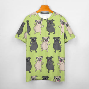Dancing Pugs Love All Over Print Women's Cotton T-Shirt - 4 Colors-Apparel-Apparel, Pug, Shirt, T Shirt-15