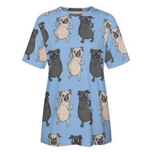 Load image into Gallery viewer, Dancing Pugs Love All Over Print Women&#39;s Cotton T-Shirt - 4 Colors-Apparel-Apparel, Pug, Shirt, T Shirt-2