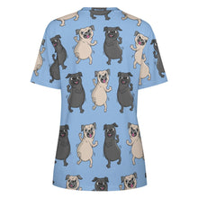 Load image into Gallery viewer, Dancing Pugs Love All Over Print Women&#39;s Cotton T-Shirt - 4 Colors-Apparel-Apparel, Pug, Shirt, T Shirt-1