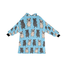 Load image into Gallery viewer, Dancing Pugs Love Blanket Hoodie for Women-Apparel-Apparel, Blankets-SkyBlue-ONE SIZE-4
