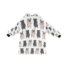 Load image into Gallery viewer, Dancing Pugs Love Blanket Hoodie for Women-Apparel-Apparel, Blankets-White-ONE SIZE-7