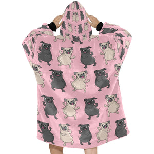 Dancing Pugs Love Blanket Hoodie for Women - 4 Colors-Apparel-Apparel, Blankets, Pug-2