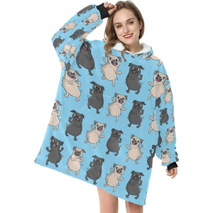 Dancing Pugs Love Blanket Hoodie for Women-Apparel-Apparel, Blankets-6