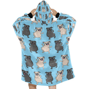 Dancing Pugs Love Blanket Hoodie for Women-Apparel-Apparel, Blankets-8