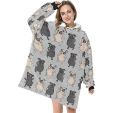 Load image into Gallery viewer, Dancing Pugs Love Blanket Hoodie for Women-Apparel-Apparel, Blankets-12