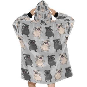 Dancing Pugs Love Blanket Hoodie for Women-Apparel-Apparel, Blankets-13