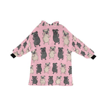 Load image into Gallery viewer, Dancing Pugs Love Blanket Hoodie for Women-Apparel-Apparel, Blankets-Pink-ONE SIZE-1