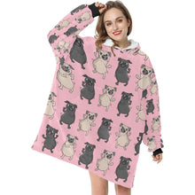 Load image into Gallery viewer, Dancing Pugs Love Blanket Hoodie for Women-Apparel-Apparel, Blankets-3
