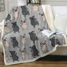 Load image into Gallery viewer, Dancing Pugs Love Soft Warm Fleece Blanket-Blanket-Blankets, Home Decor, Pug-Warm Gray-Small-4