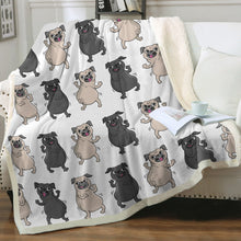 Load image into Gallery viewer, Dancing Pugs Love Soft Warm Fleece Blanket-Blanket-Blankets, Home Decor, Pug-Ivory-Small-1