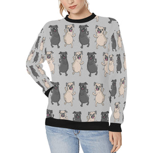 Dancing Pugs Love Women's Sweatshirt-Apparel-Apparel, Pug, Sweatshirt-Silver-XS-13