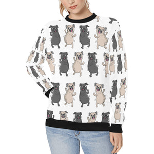 Dancing Pugs Love Women's Sweatshirt-Apparel-Apparel, Pug, Sweatshirt-White-XS-14