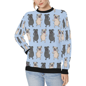 Dancing Pugs Love Women's Sweatshirt-Apparel-Apparel, Pug, Sweatshirt-LightSteelBlue1-XS-2