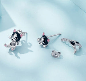 Dangling Boston Terrier Love Silver Earrings-Dog Themed Jewellery-Boston Terrier, Earrings, Jewellery-18