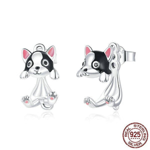 Image of boston terrier earrings in the most adorable Boston Terrier design