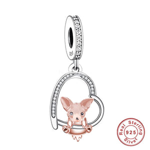 Dangling Chihuahua Love Silver Charm Pendant-Dog Themed Jewellery-Chihuahua, Jewellery, Pendant-4