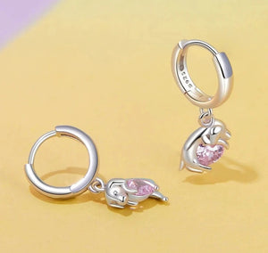 Dangling Pink Heart Dachshund Silver Hoop Earrings-Dog Themed Jewellery-Accessories, Dachshund, Dog Mom Gifts, Earrings, Jewellery-925 Sterling Silver-4